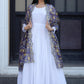Jyoti Fashion Women's White Georgette Butti work Partywear Anarkali Dress with Dupatta | Swadesiicart