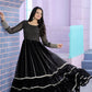 Jyoti Fashion Women's Black Faux Blooming Sequins with Zari Embroidered Anarkali Dress | Swadesiicart