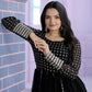 Jyoti Fashion Women's Black Faux Blooming Sequins with Zari Embroidered Anarkali Dress | Swadesiicart