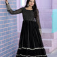 Jyoti Fashion Women's Black Faux Blooming Sequins with Zari Embroidered Anarkali Dress | Swadesiicart