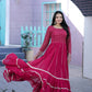 Jyoti Fashion Women's Rani Pink Faux Blooming Sequins with Zari Embroidered Anarkali Dress | Swadesiicart