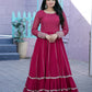 Jyoti Fashion Women's Rani Pink Faux Blooming Sequins with Zari Embroidered Anarkali Dress | Swadesiicart