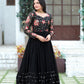 Jyoti Fashion Women's Black Faux Blooming Sequins with Multi Thread Embroidered Anarkali Dress | Swadesiicart