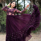 Jyoti Fashion Women's Wine Faux Blooming Sequins with Multi Thread Embroidered Anarkali Dress | Swadesiicart