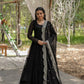 Jyoti Fashion Women's Black Faux Georgette 5 Layer Frill Anarkali Dress with Dupatta | Swadesiicart
