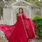 Jyoti Fashion Women's Rani Pink Faux Georgette 5 Layer Frill Anarkali Dress with Dupatta | Swadesiicart