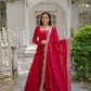 Jyoti Fashion Women's Rani Pink Faux Georgette 5 Layer Frill Anarkali Dress with Dupatta | Swadesiicart