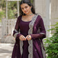 Jyoti Fashion Women's Purple Faux Georgette 5 Layer Frill Anarkali Dress with Dupatta | Swadesiicart