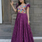 Jyoti Fashion Women's Wine Maslin with Chinon Embroidered Partwear Anarkali Dress | Swadesiicart