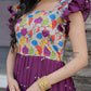 Jyoti Fashion Women's Wine Maslin with Chinon Embroidered Partwear Anarkali Dress | Swadesiicart