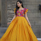 Jyoti Fashion Women's Yellow Maslin with Chinon Embroidered Partwear Anarkali Dress | Swadesiicart