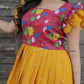 Jyoti Fashion Women's Yellow Maslin with Chinon Embroidered Partwear Anarkali Dress | Swadesiicart