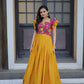 Jyoti Fashion Women's Yellow Maslin with Chinon Embroidered Partwear Anarkali Dress | Swadesiicart