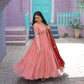 Jyoti Fashion Women's Peach Faux Georgette Thread Embroidery Anarkali Dress with Dupatta | Swadesiicart