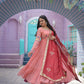 Jyoti Fashion Women's Peach Faux Georgette Thread Embroidery Anarkali Dress with Dupatta | Swadesiicart