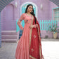 Jyoti Fashion Women's Peach Faux Georgette Thread Embroidery Anarkali Dress with Dupatta | Swadesiicart