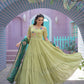 Jyoti Fashion Women's Pista Faux Georgette Thread Embroidery Anarkali Dress with Dupatta | Swadesiicart