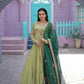 Jyoti Fashion Women's Pista Faux Georgette Thread Embroidery Anarkali Dress with Dupatta | Swadesiicart
