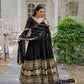 Jyoti Fashion Women's Black Faux Blooming Sequins Embroidery Anarkali Dress with Dupatta | Swadesiicart