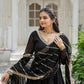 Jyoti Fashion Women's Black Faux Blooming Sequins Embroidery Anarkali Dress with Dupatta | Swadesiicart
