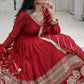 Jyoti Fashion Women's Maroon Faux Blooming Sequins Embroidery Anarkali Dress with Dupatta | Swadesiicart