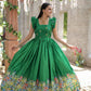 Jyoti Fashion Women's Green Dola Silk Printed Festive Designer Anarkali Dress | Swadesiicart