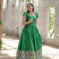 Jyoti Fashion Women's Green Dola Silk Printed Festive Designer Anarkali Dress | Swadesiicart