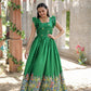 Jyoti Fashion Women's Green Dola Silk Printed Festive Designer Anarkali Dress | Swadesiicart