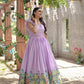 Jyoti Fashion Women's Purple Dola Silk Printed Festive Designer Anarkali Dress | Swadesiicart