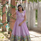Jyoti Fashion Women's Purple Dola Silk Printed Festive Designer Anarkali Dress | Swadesiicart