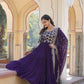 Jyoti Fashion Women's Purple Faux Blooming Jacquard with Sequins Embroidered Anarkali Dress with Dupatta | Swadesiicart