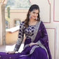 Jyoti Fashion Women's Purple Faux Blooming Jacquard with Sequins Embroidered Anarkali Dress with Dupatta | Swadesiicart