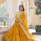 Jyoti Fashion Women's Yellow Faux Blooming Jacquard with Sequins Embroidered Anarkali Dress with Dupatta | Swadesiicart