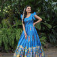 Jyoti Fashion Women's Sky Blue Dola Silk Printed Festive Designer Anarkali Dress | Swadesiicart