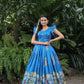 Jyoti Fashion Women's Sky Blue Dola Silk Printed Festive Designer Anarkali Dress | Swadesiicart