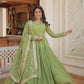 Jyoti Fashion Women's Green Faux Georgette Embroidered Partywear Anarkali Dress with Dupatta | Swadesiicart