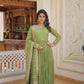 Jyoti Fashion Women's Green Faux Georgette Embroidered Partywear Anarkali Dress with Dupatta | Swadesiicart