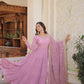 Jyoti Fashion Women's Purple Faux Georgette Embroidered Partywear Anarkali Dress with Dupatta | Swadesiicart