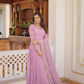 Jyoti Fashion Women's Purple Faux Georgette Embroidered Partywear Anarkali Dress with Dupatta | Swadesiicart