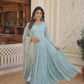 Jyoti Fashion Women's Sky Blue Faux Georgette Embroidered Partywear Anarkali Dress with Dupatta | Swadesiicart