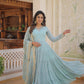 Jyoti Fashion Women's Sky Blue Faux Georgette Embroidered Partywear Anarkali Dress with Dupatta | Swadesiicart