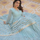 Jyoti Fashion Women's Sky Blue Faux Georgette Embroidered Partywear Anarkali Dress with Dupatta | Swadesiicart
