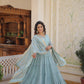 Jyoti Fashion Women's Sky Blue Faux Georgette Embroidered Partywear Anarkali Dress with Dupatta | Swadesiicart