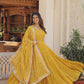 Jyoti Fashion Women's Yellow Faux Georgette Embroidered Partywear Anarkali Dress with Dupatta | Swadesiicart