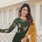 Jyoti Fashion Women's Green Faux Georgette Sequins Embroidered Partywear Anarkali Dress with Dupatta | Swadesiicart