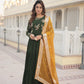 Jyoti Fashion Women's Green Faux Georgette Sequins Embroidered Partywear Anarkali Dress with Dupatta | Swadesiicart