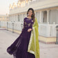Jyoti Fashion Women's Wine Faux Georgette Sequins Embroidered Partywear Anarkali Dress with Dupatta | Swadesiicart