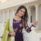 Jyoti Fashion Women's Wine Faux Georgette Sequins Embroidered Partywear Anarkali Dress with Dupatta | Swadesiicart
