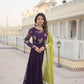 Jyoti Fashion Women's Wine Faux Georgette Sequins Embroidered Partywear Anarkali Dress with Dupatta | Swadesiicart