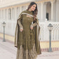 Jyoti Fashion Women's Mehendi Faux Georgette Sequins Embroidered Partywear Anarkali Dress with Dupatta | Swadesiicart